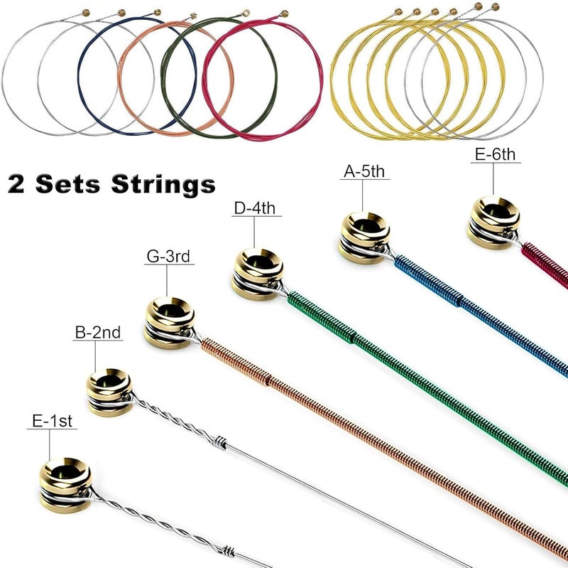 JINWEE Acoustic Guitar Accessories Kit,Guitar Tool Changing Kit Including Acoustic Strings, Picks, Capo, Bridge Pins, Bridge Saddle Nut and 3 in 1 guitar string winder cutter and pin puller. - Image 3